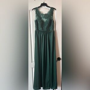 Azazie Green Lace Evening Gown